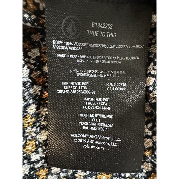 Volcom Juniors Large Floral Print Hey Stone Hey Slit-Front Midi Dress Black Sz S - Picture 9 of 10